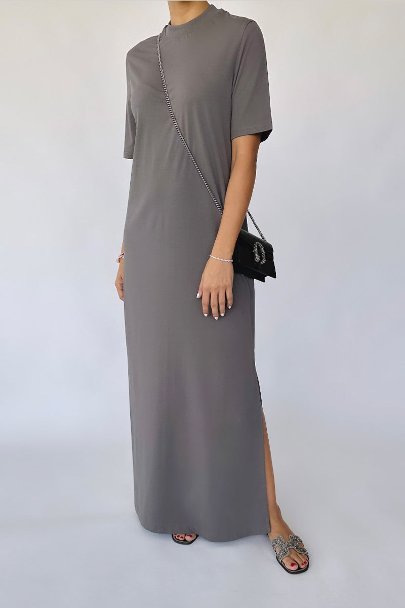 the luxe cotton side slit tee dress Sleeveless Cotton Tee Dress Vanilla La Garonne