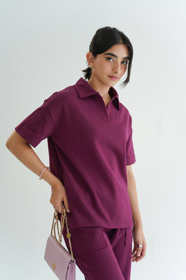 Polo Tee in Merlot