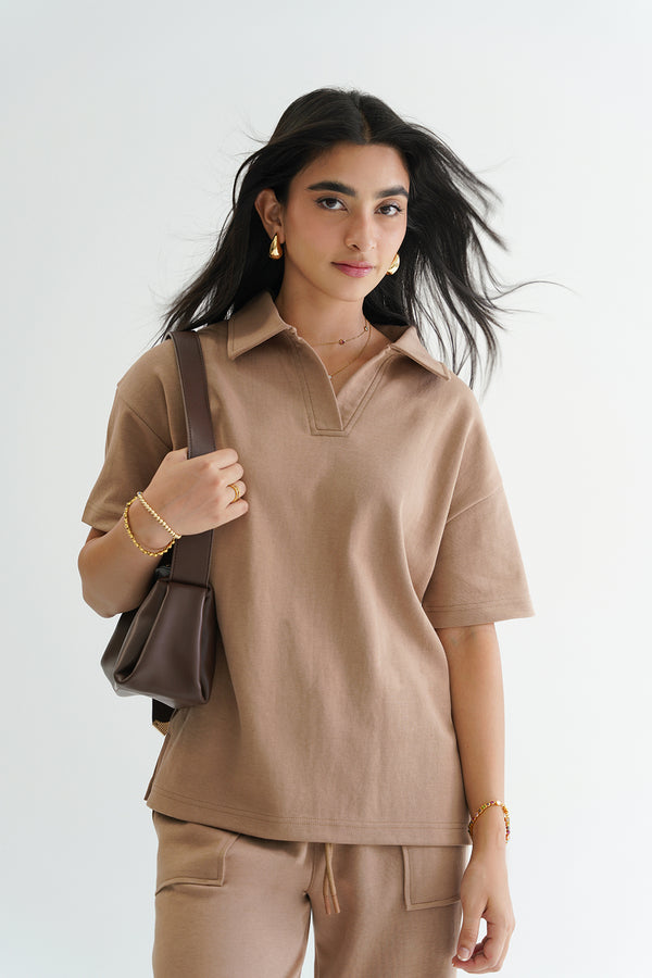Polo Tee in Spiced Cider