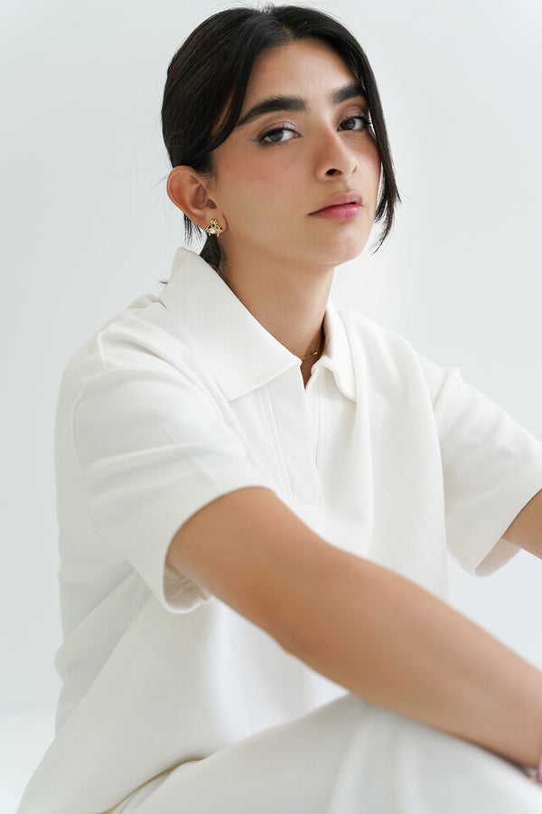 Polo Tee in Bone
