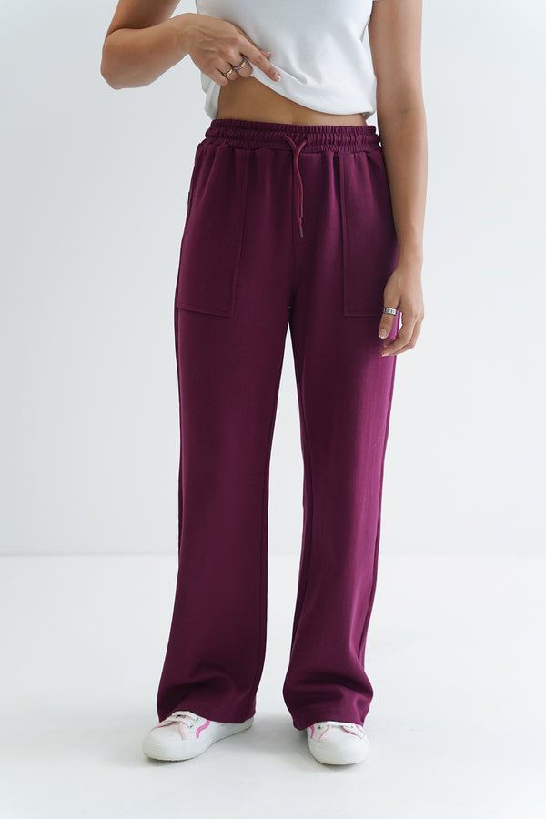 Cotton Blend Flare Pant in Merlot