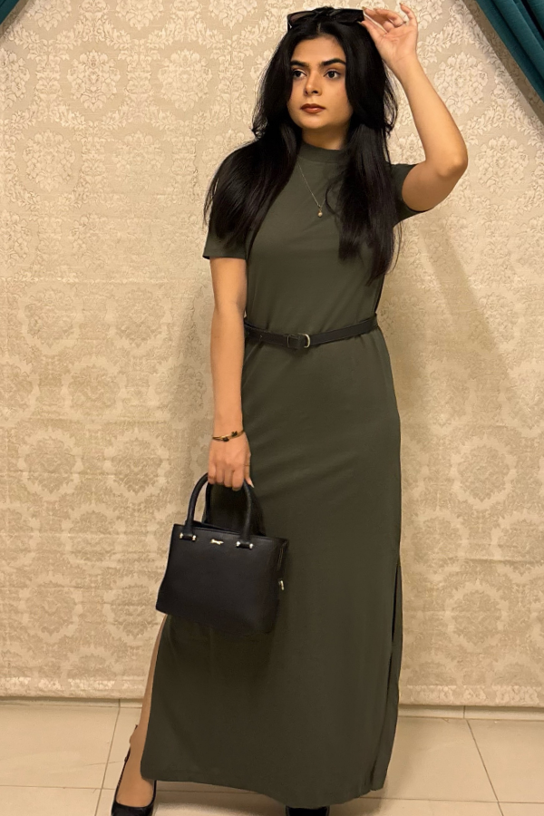 The Luxe T-Shirt Dress In Olive
