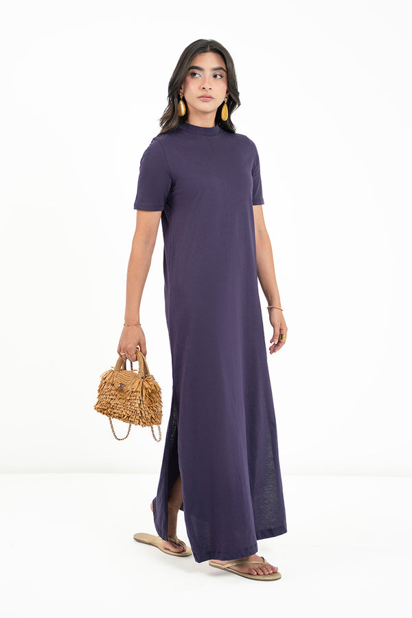 The Luxe T-shirt Dress  In Aubergine