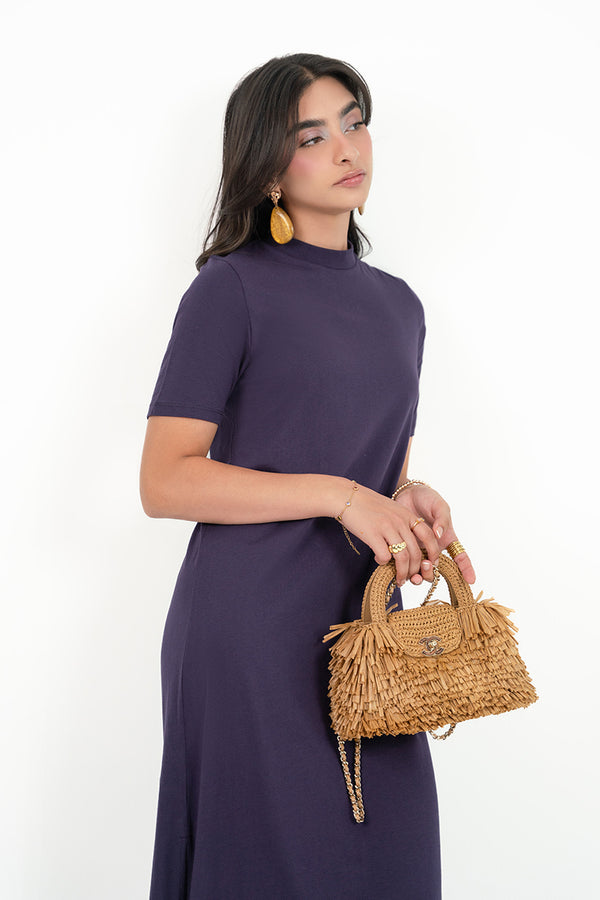 The Luxe T-shirt Dress  In Aubergine