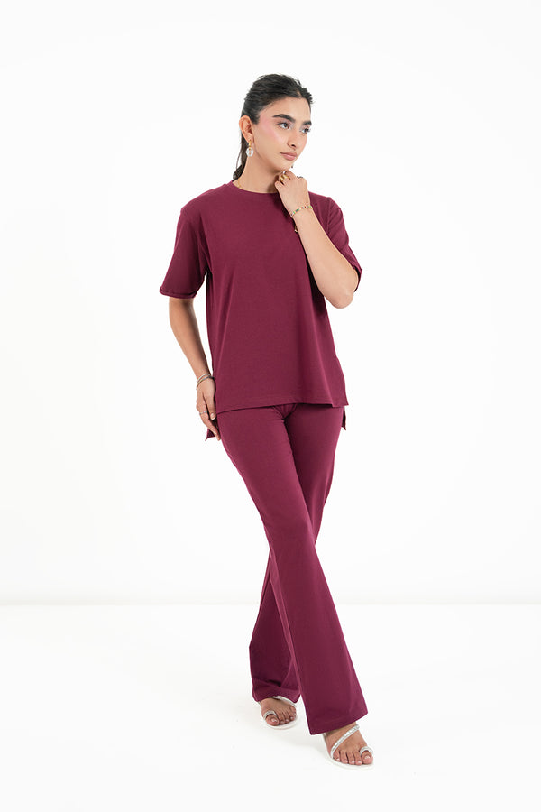 Summer Flare Lounge Set In Merlot