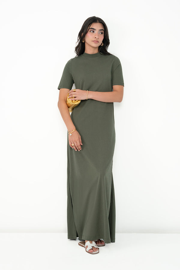The Luxe T-Shirt Dress In Olive