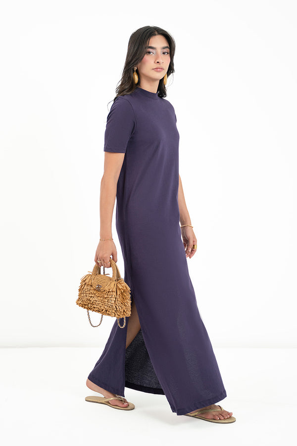 The Luxe T-shirt Dress  In Aubergine