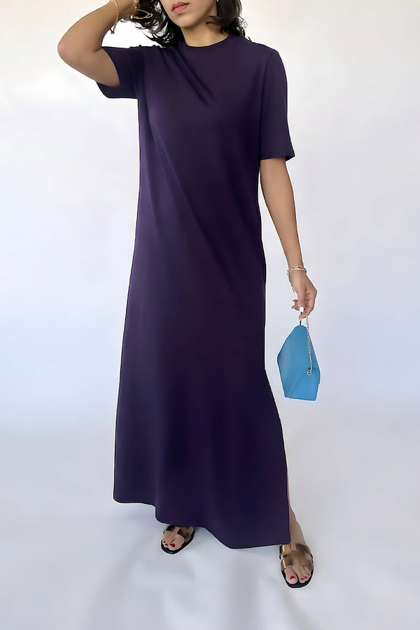 The Luxe T-shirt Dress  In Aubergine