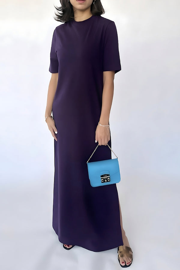The Luxe T-shirt Dress  In Aubergine