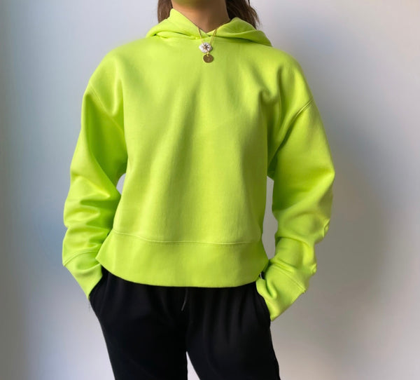 The Cropped Hoodie In Acid Lime