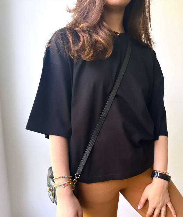 The Boxy Crop Tee In Black
