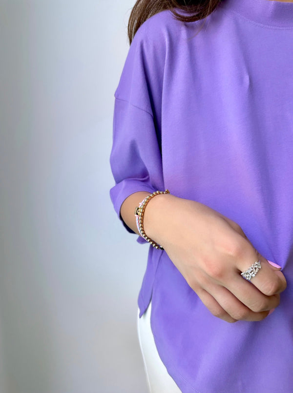 The Boxy Crop Tee In Paisley Purple