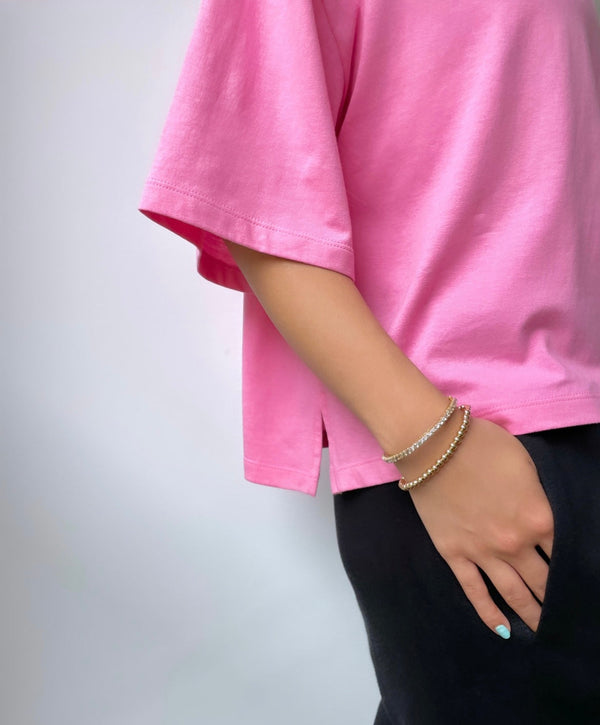 The Boxy Crop Tee In Candy Pink