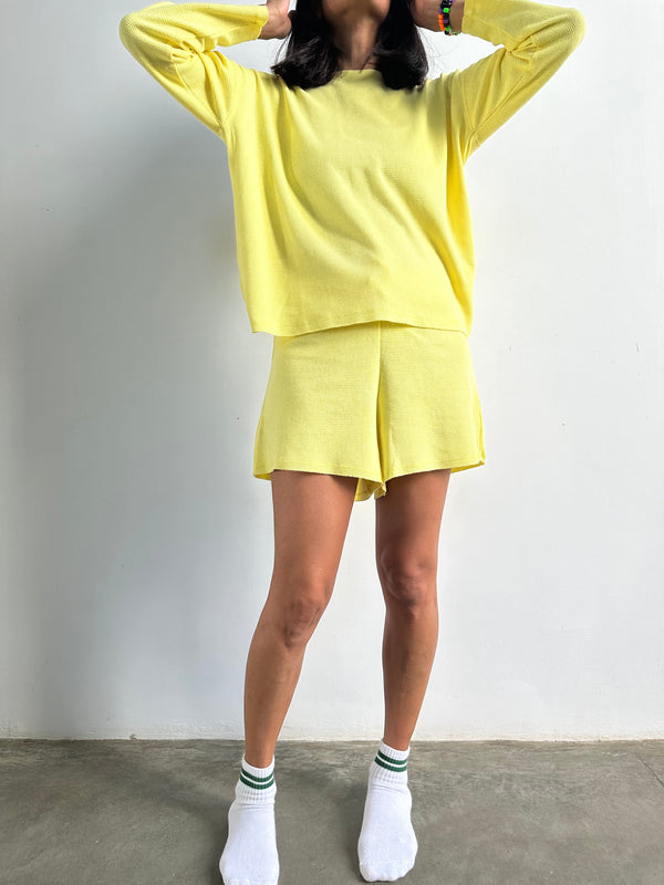 The Superchyll Waffle Shorts Set In Limoncello
